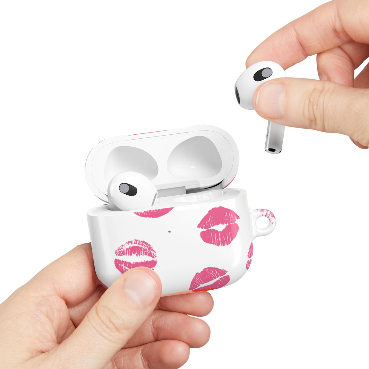 Pink Lipstick Kiss AirPod Case | Cute Glossy Romantic Earbud Cover |