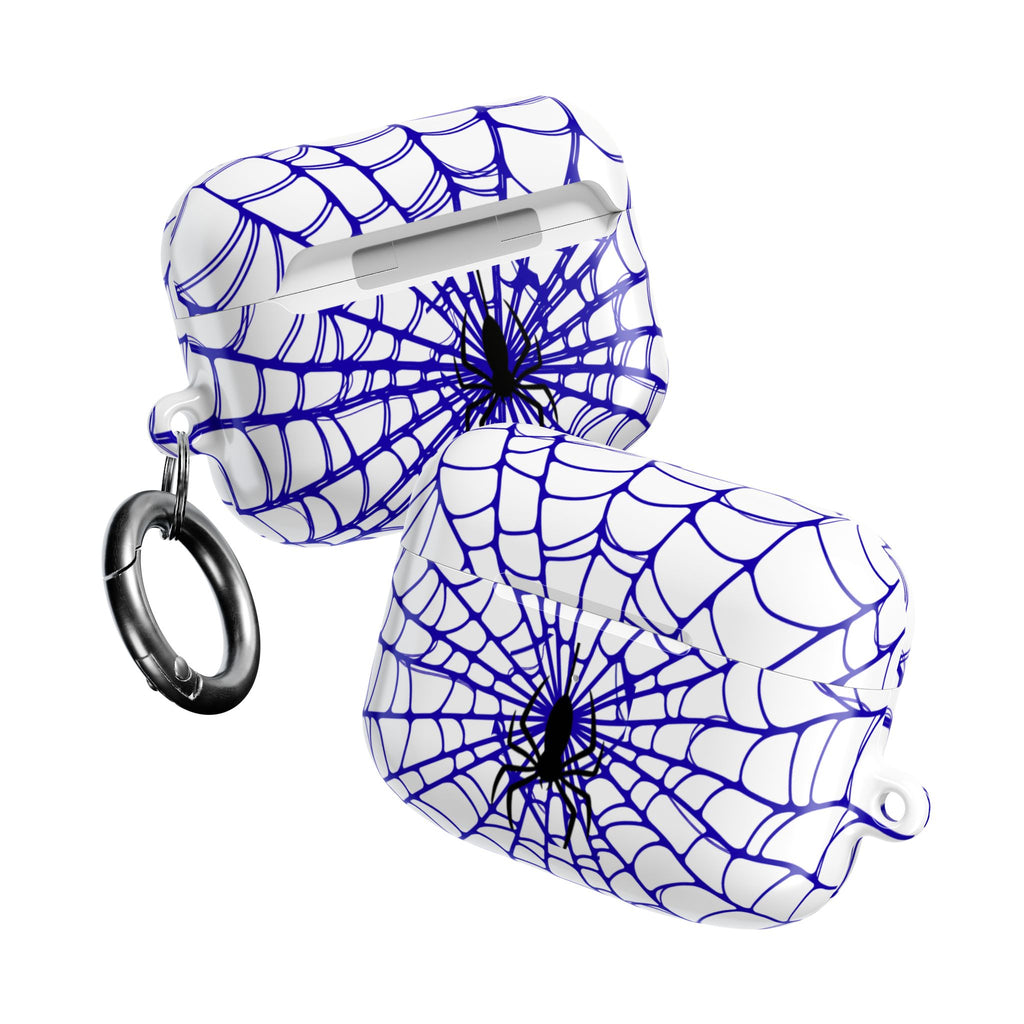 Web Pattern AirPod Case | Blue Web Comic-Inspired Earbud Cover | Glossy Protective Case |