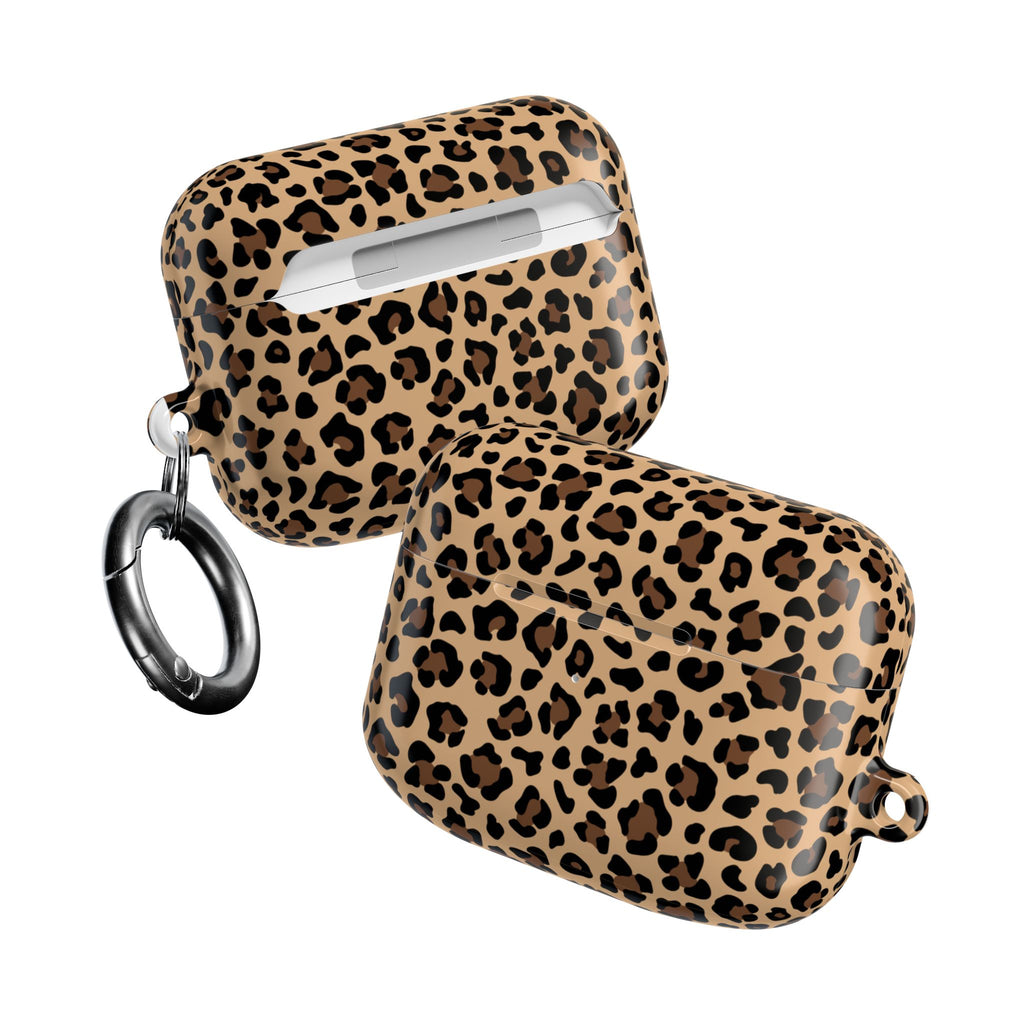 Leopard Print AirPods Case | Tan & Black Animal Print Protective Charging Case |