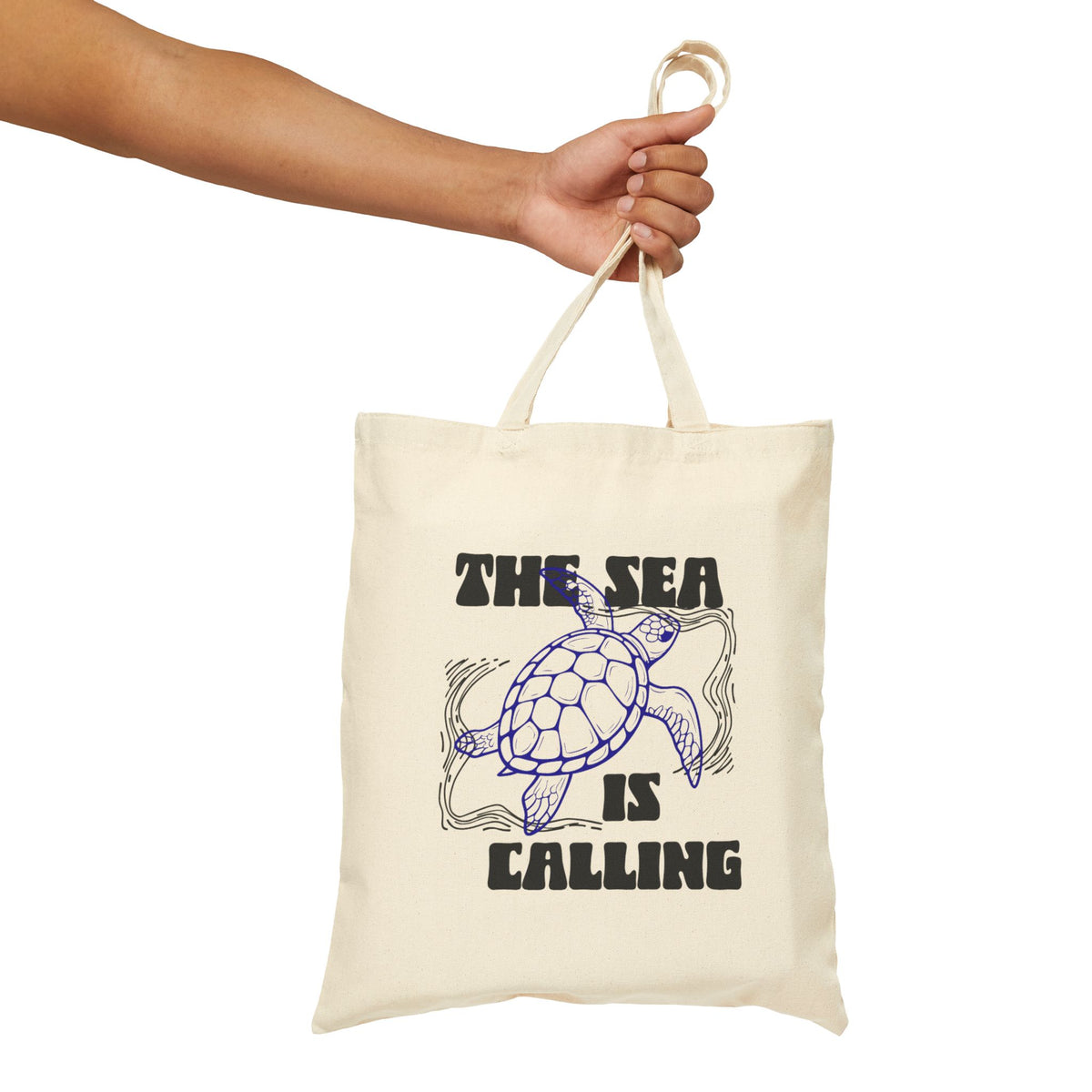 Sea Turtle Canvas Tote Bag | Coastal Ocean Graphic Beach & Market Bag | The Sea is Calling |