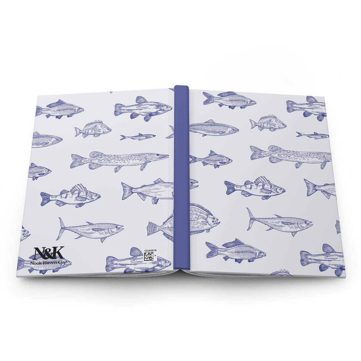 Blue Fish Hardcover Journal | Nautical Fishing Notebook | Coastal Lined Journal for Notes & Gifts |