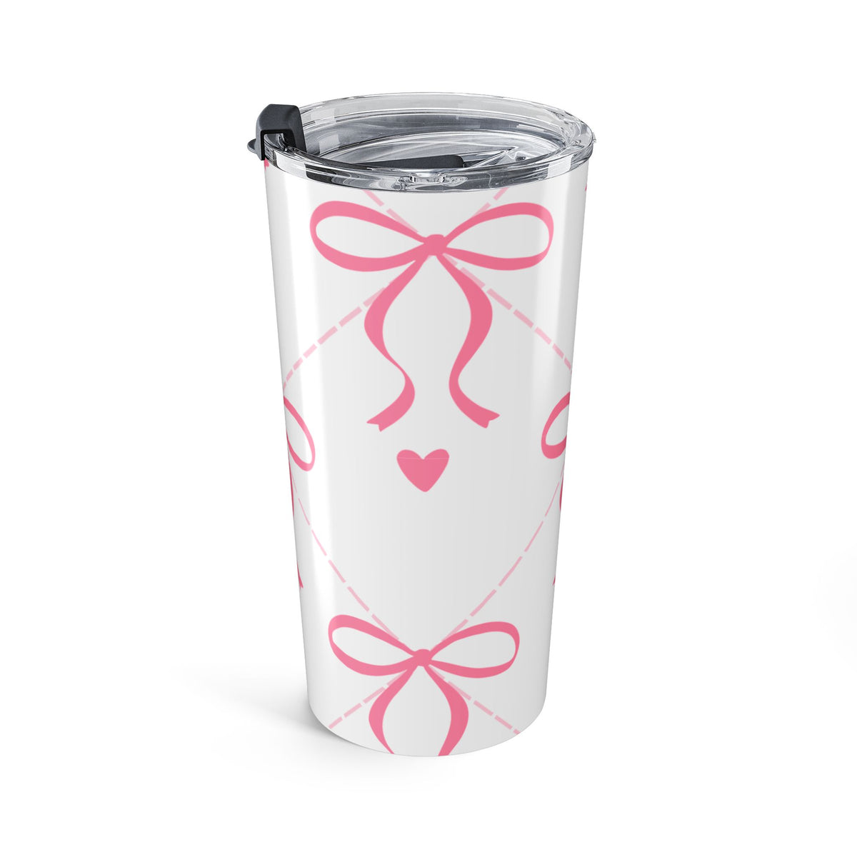 20oz Pink Bow & Heart Tumbler | Insulated Stainless Steel Cup |
