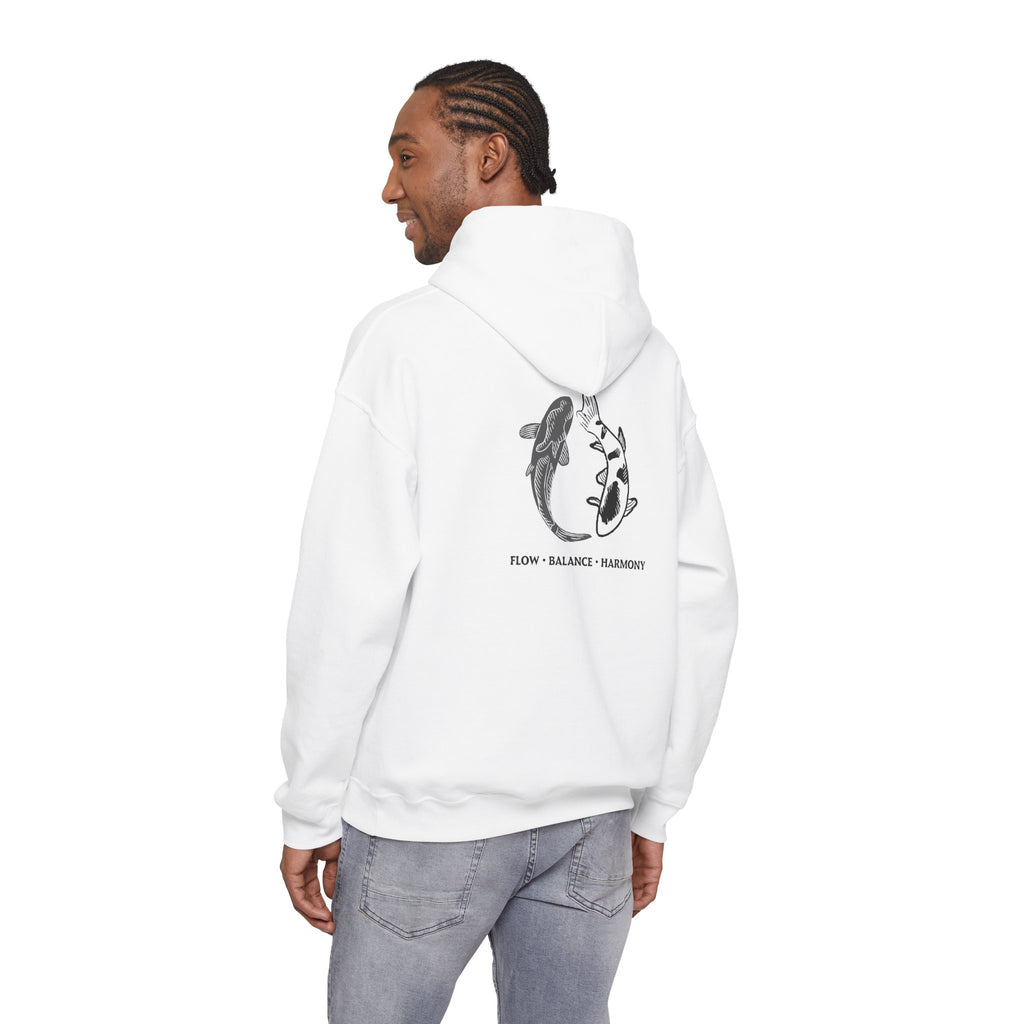 Koi Fish Balance Hoodie | Minimal Japanese-Inspired Graphic Sweatshirt | Unisex