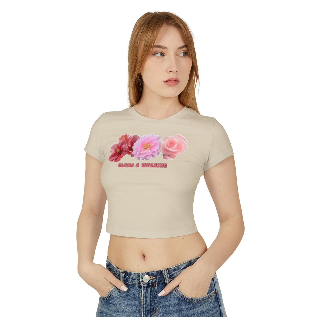 Blooming Flowers Baby Tee | Floral Cropped Organic Cotton T-Shirt |