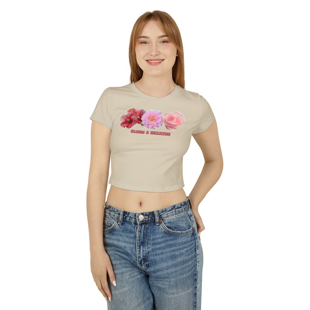 Blooming Flowers Baby Tee | Floral Cropped Organic Cotton T-Shirt |