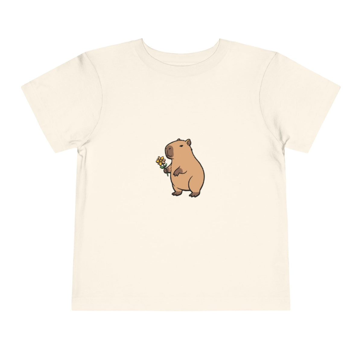 Cute Capybara Toddler T-Shirt | Capybara Holding Flower Kids Tee | Adorable Animal Shirt |