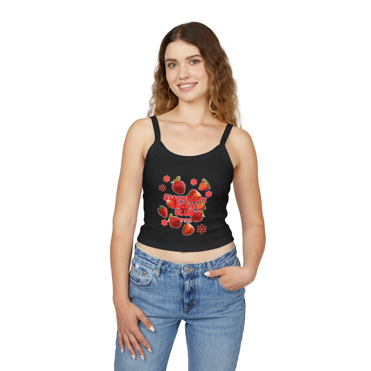 Strawberry Blossom Tank Top | Fitted Spaghetti Strap Summer Top | Women's