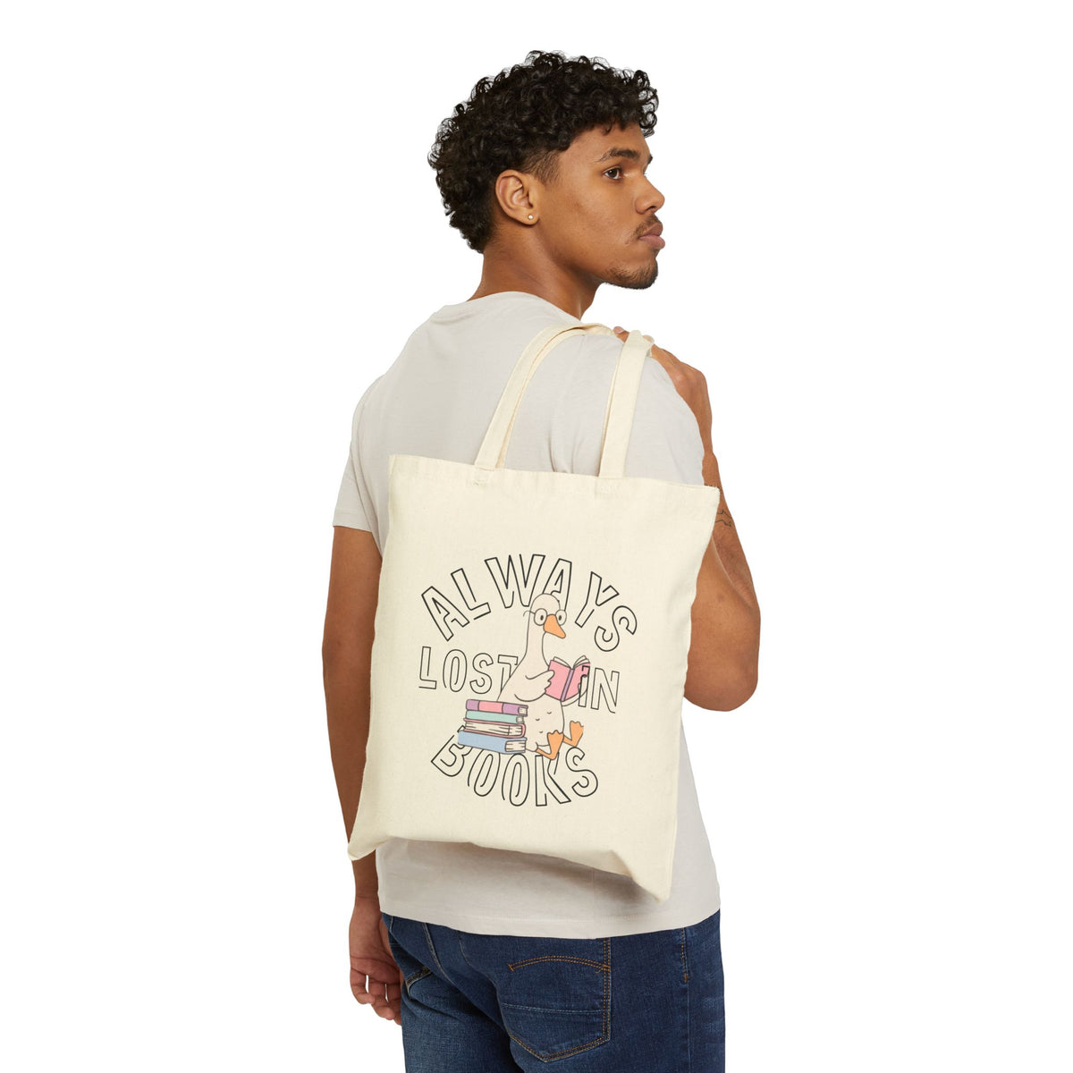 Bookish Goose Canvas Tote Bag | Cute Literary Book Lover Shopper | Heavyweight Cotton Carryall |