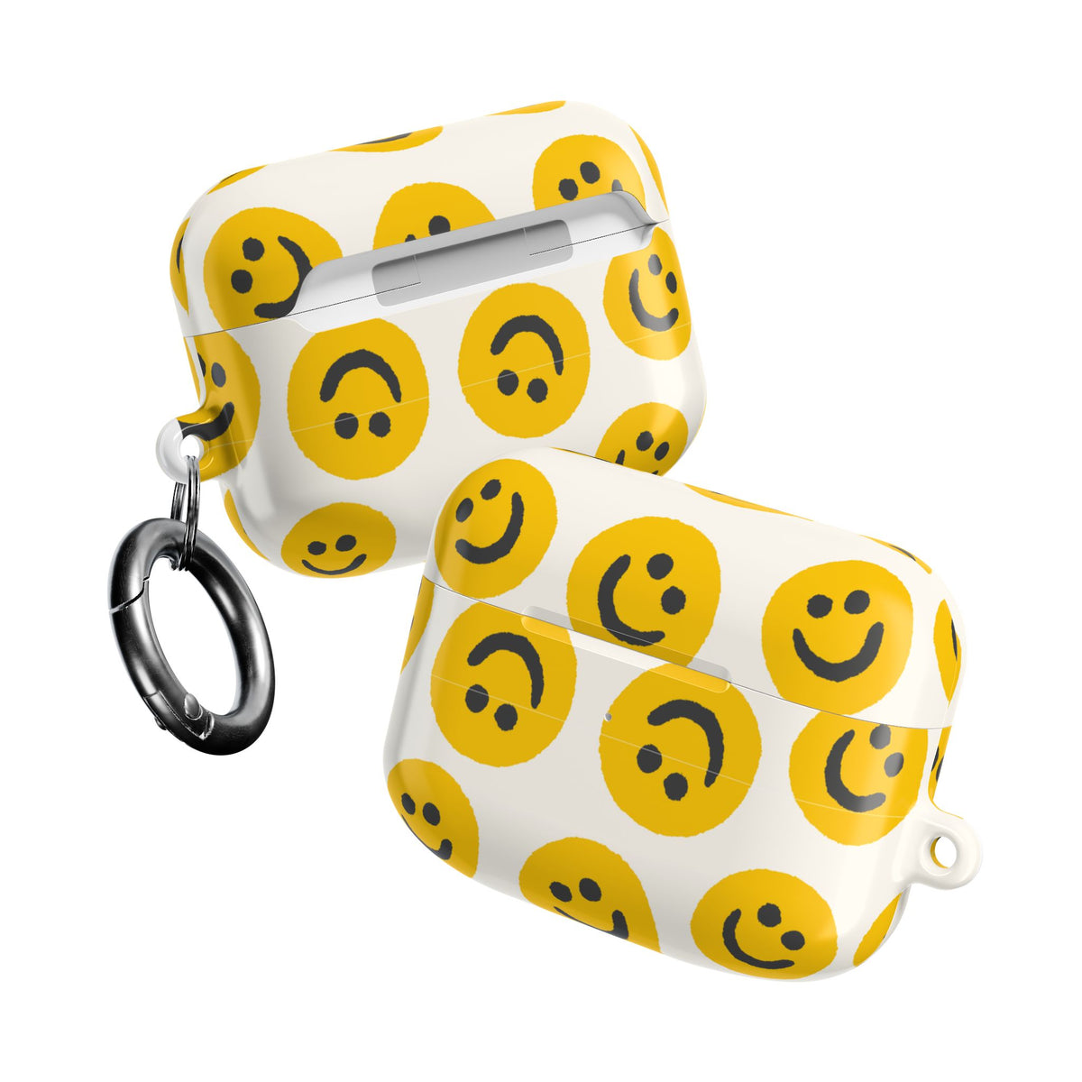 Smiley Face AirPods Case | Yellow Happy Face Glossy Protective Earbud Cover |