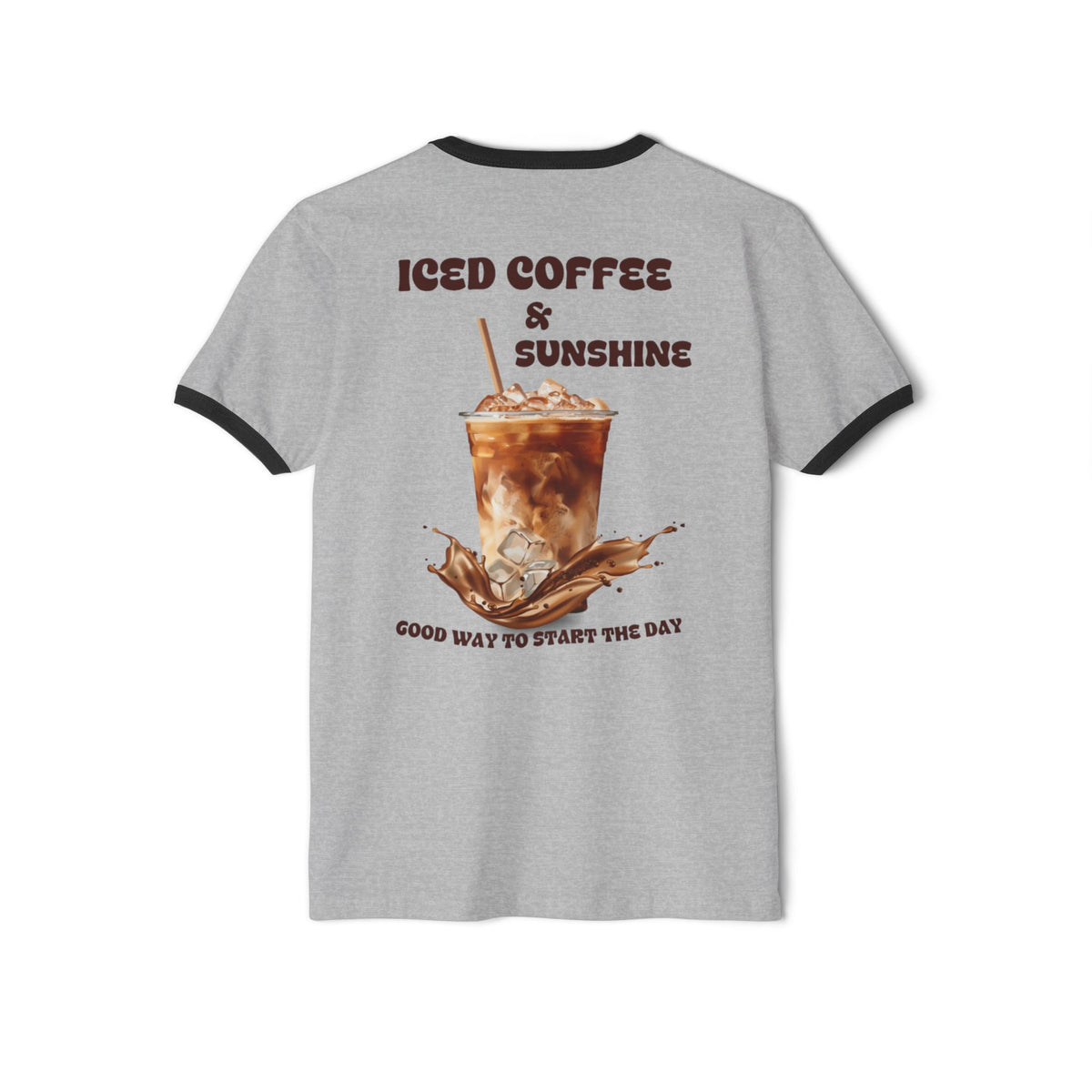 Iced Coffee & Sunshine Ringer Tee | Retro Coffee Graphic T-Shirt | Unisex