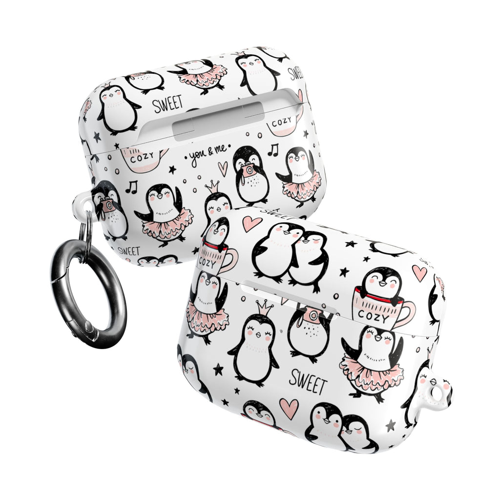 Cute Penguin Lovers AirPods Case | Kawaii Penguin Glossy Earbud Cover |
