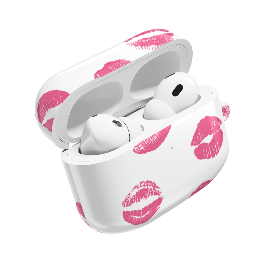 Pink Lipstick Kiss AirPod Case | Cute Glossy Romantic Earbud Cover |