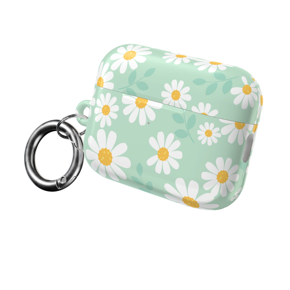 Mint Daisy AirPods Case | Floral Protective Charging Cover | Cute Spring-Inspired Case with Carabiner |