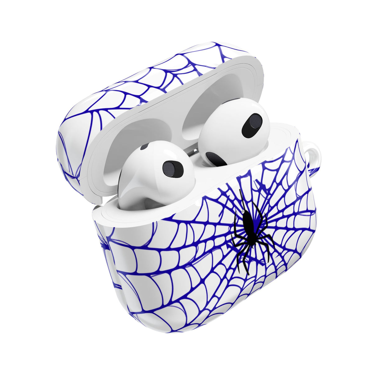 Web Pattern AirPod Case | Blue Web Comic-Inspired Earbud Cover | Glossy Protective Case |