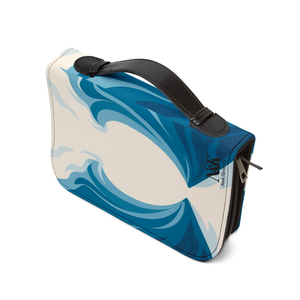 Housse de Bible Wave Cross | Étui de Bible zippé en cuir PU imperméable | Porte-Bible chrétien pour femmes, hommes et enfants |