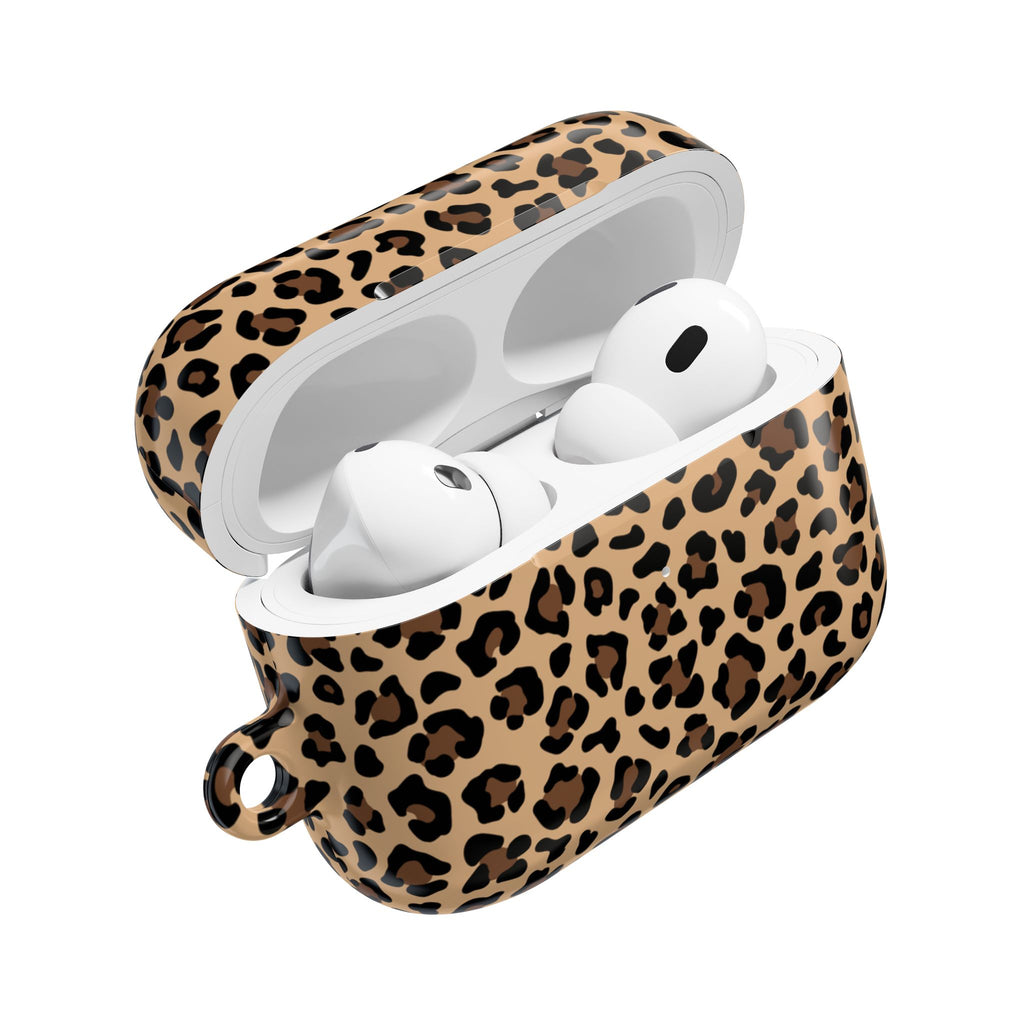 Leopard Print AirPods Case | Tan & Black Animal Print Protective Charging Case |