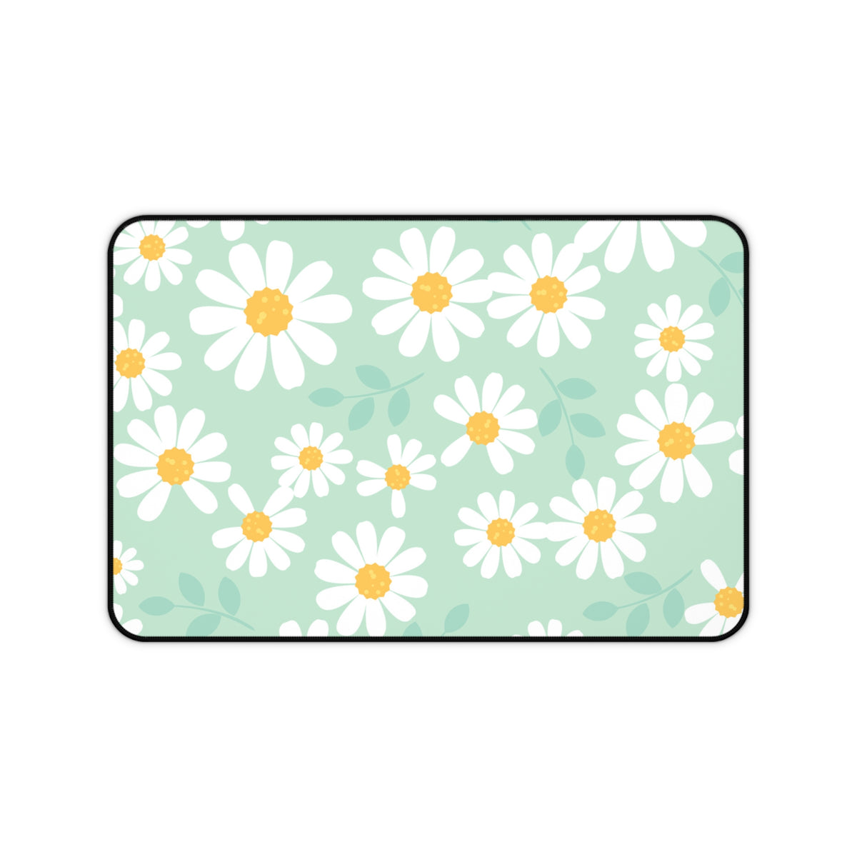Mint Daisy Meadow Desk Mat | Pastel Floral Mouse Pad | Cute Home Office & Study Desk Mat |