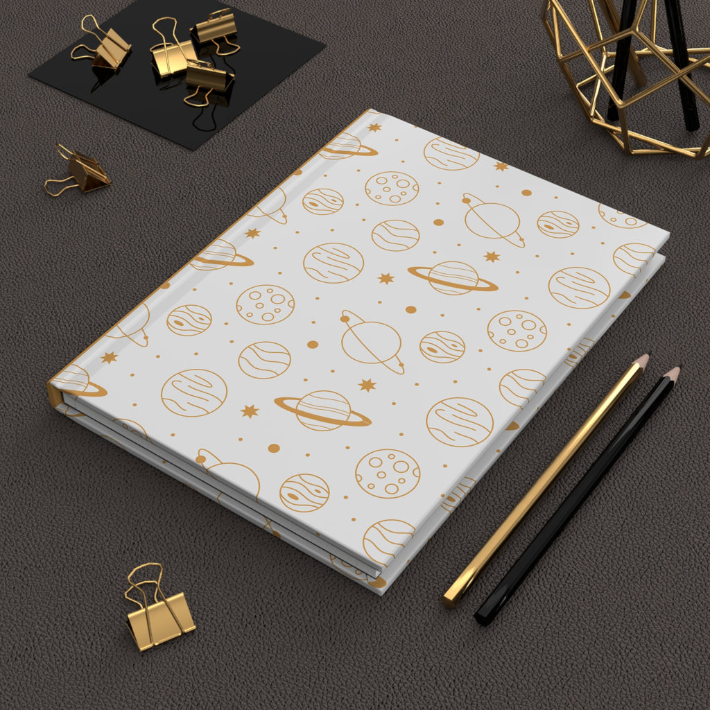 Gold Universe Hardcover Journal | Celestial Planets & Stars Notebook |