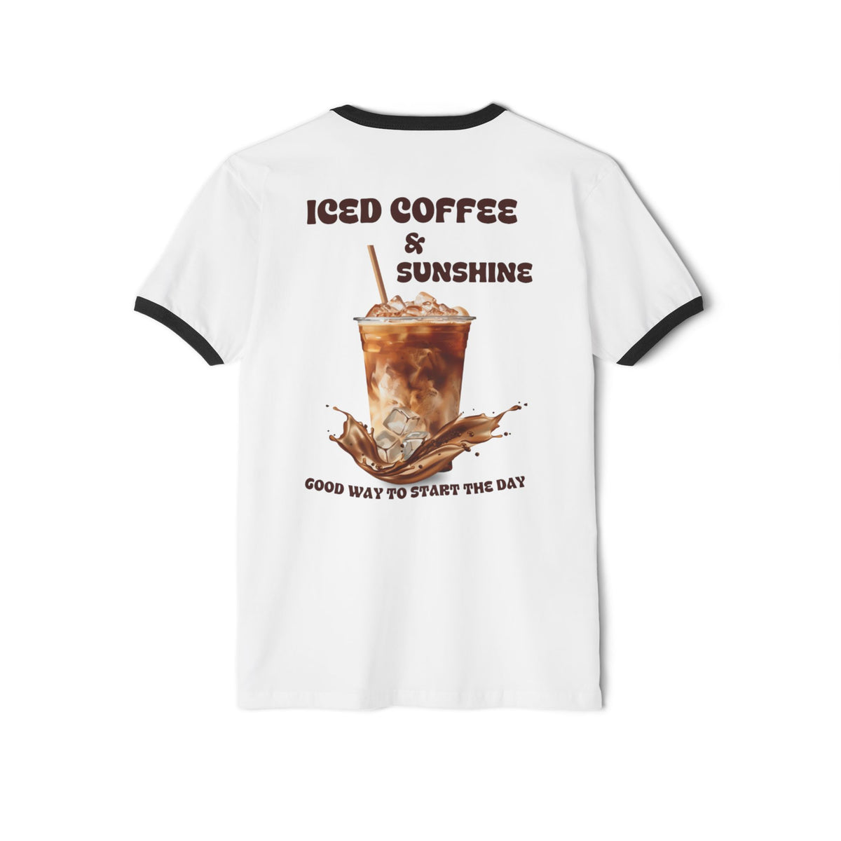 Iced Coffee & Sunshine Ringer Tee | Retro Coffee Graphic T-Shirt | Unisex