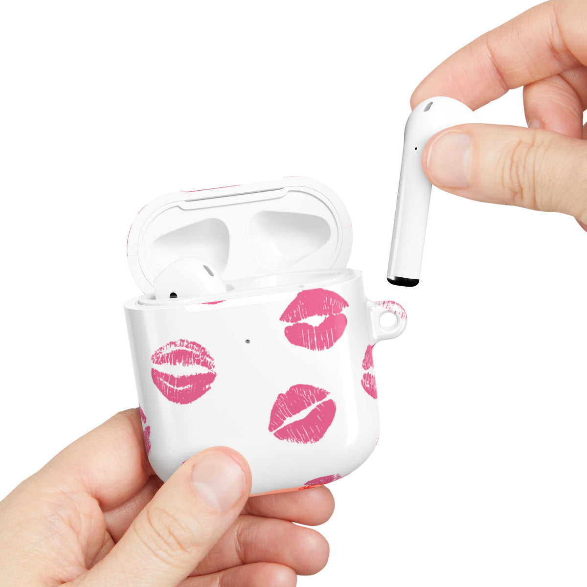 Pink Lipstick Kiss AirPod Case | Cute Glossy Romantic Earbud Cover |