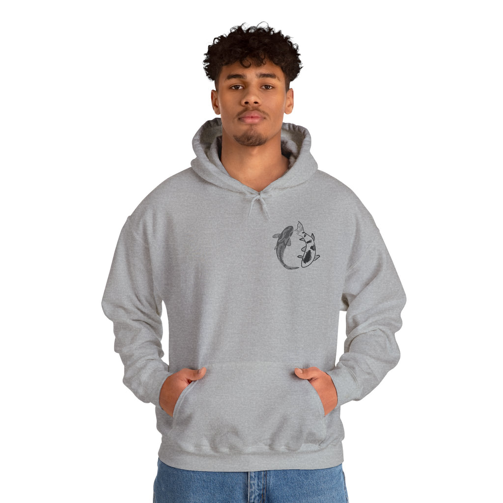 Koi Fish Balance Hoodie | Minimal Japanese-Inspired Graphic Sweatshirt | Unisex
