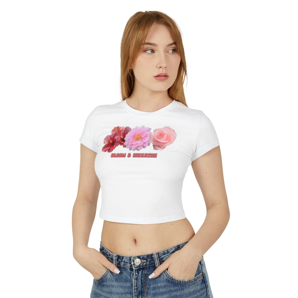 Blooming Flowers Baby Tee | Floral Cropped Organic Cotton T-Shirt |