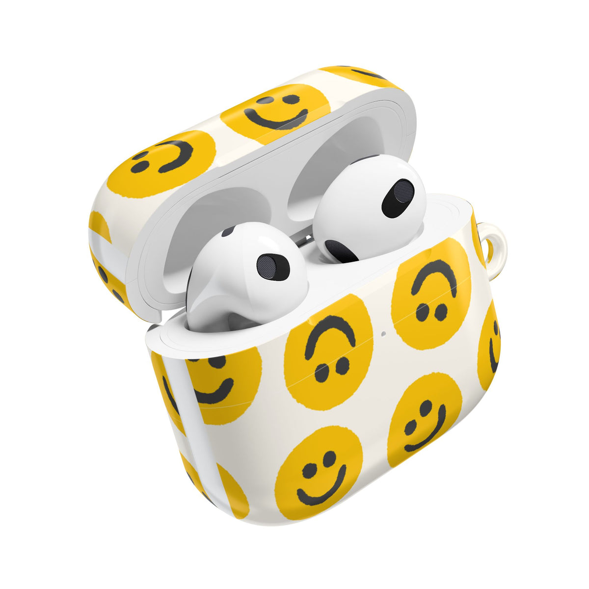 Smiley Face AirPods Case | Yellow Happy Face Glossy Protective Earbud Cover |