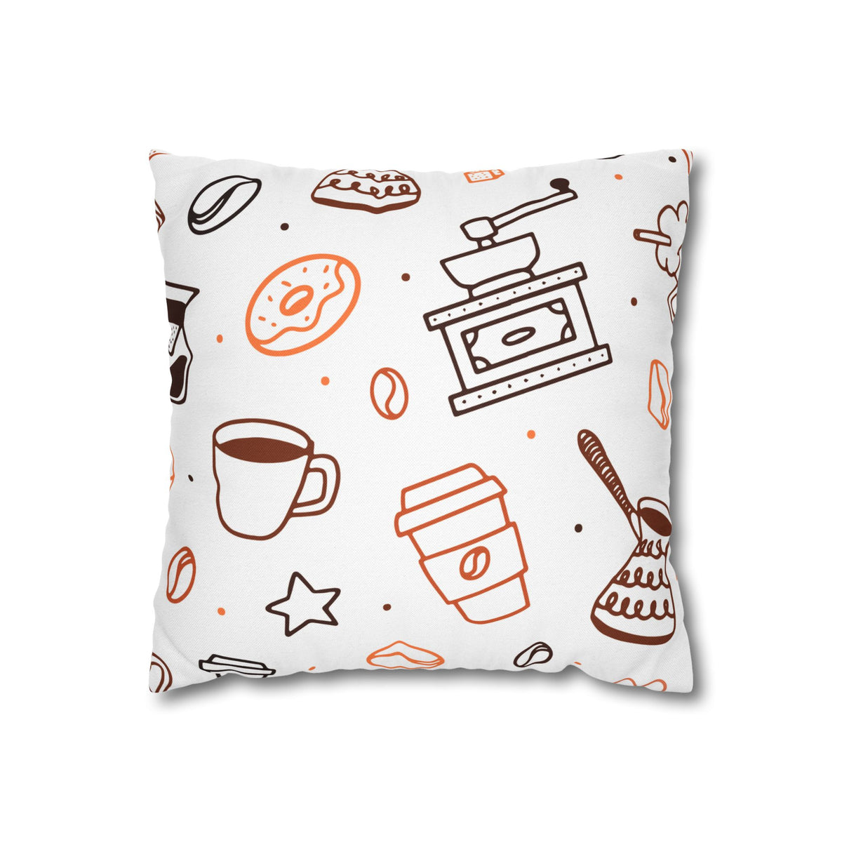 Coffeehouse Pillow Cover | Cozy Coffee & Pastry Pattern Cushion Case | Café-Inspired Home Décor |