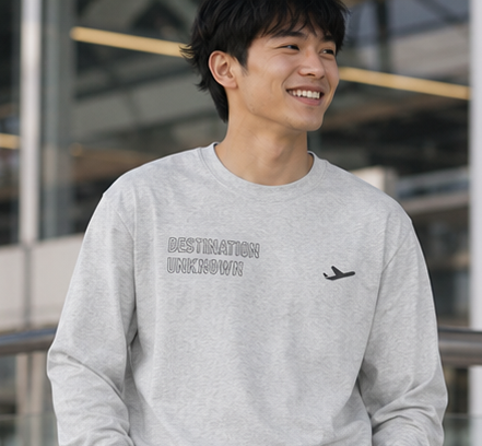 "Destination Unknown" Long Sleeve T-Shirt | Vintage Travel Stamp Graphic Tee | Men's |