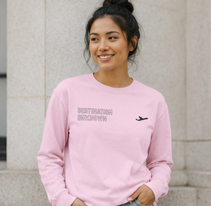 "Destination Unknown" Long Sleeve T-Shirt | Vintage Travel Stamp Graphic Tee | Women's |