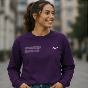 "Destination Unknown" Long Sleeve T-Shirt | Vintage Travel Stamp Graphic Tee | Women's |