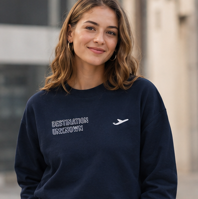 "Destination Unknown" Long Sleeve T-Shirt | Vintage Travel Stamp Graphic Tee | Women's |