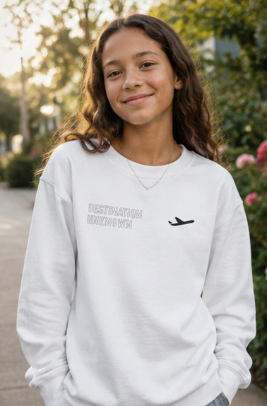 Kids/Youth "Destination Unknown" Sweatshirt | Vintage Travel Stamp Graphic Tee |