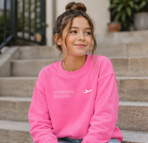 Kids/Youth "Destination Unknown" Sweatshirt | Vintage Travel Stamp Graphic Tee |