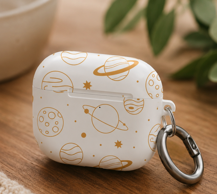 Celestial Planet AirPod Case | Cute Stars & Planets Protective Earbud Cover | Glossy Case |