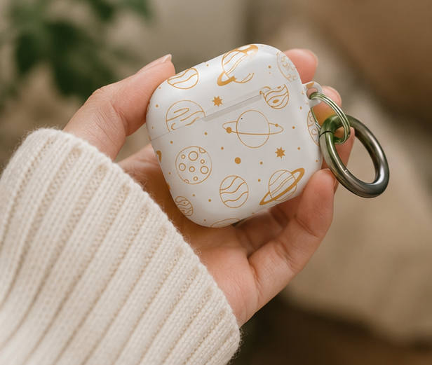 Celestial Planet AirPod Case | Cute Stars & Planets Protective Earbud Cover | Glossy Case |