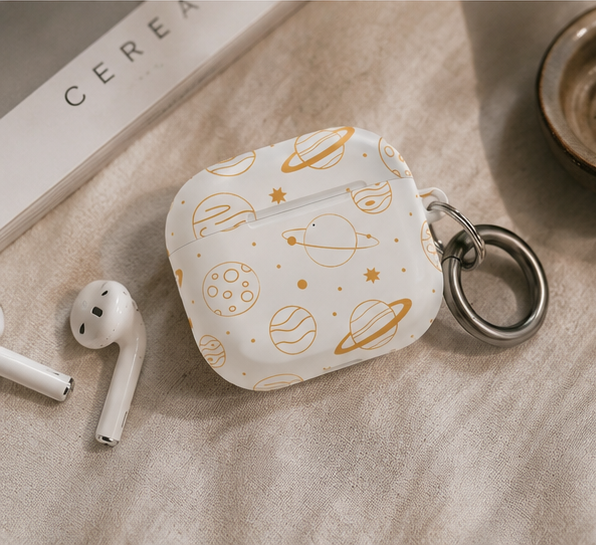 Celestial Planet AirPod Case | Cute Stars & Planets Protective Earbud Cover | Glossy Case |