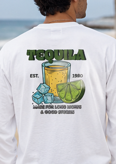 Tequila Lime Long-Sleeve T-Shirt | Vintage Men's Graphic Tee |