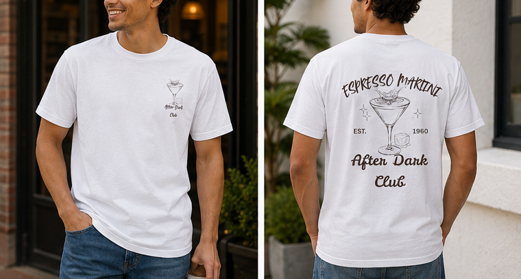 After Dark Club T-Shirt | Minimal Espresso Martini Graphic Unisex Tee |