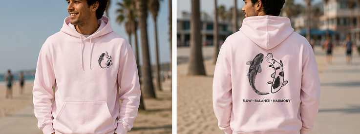 Koi Fish Balance Hoodie | Minimal Japanese-Inspired Graphic Sweatshirt | Unisex