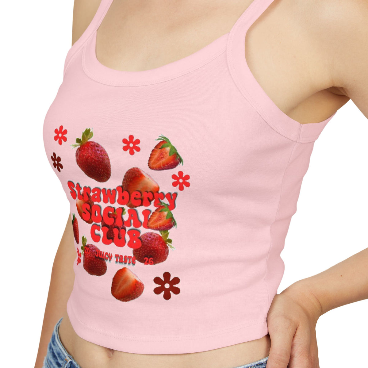 Strawberry Blossom Tank Top | Fitted Spaghetti Strap Summer Top | Women's