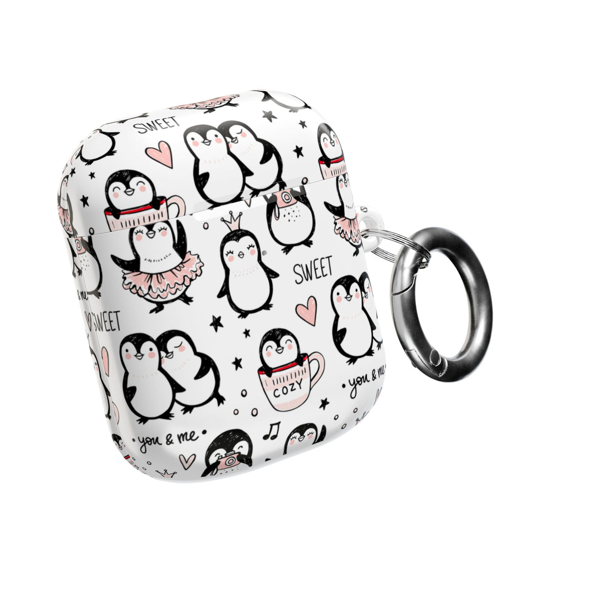 Cute Penguin Lovers AirPods Case | Kawaii Penguin Glossy Earbud Cover |