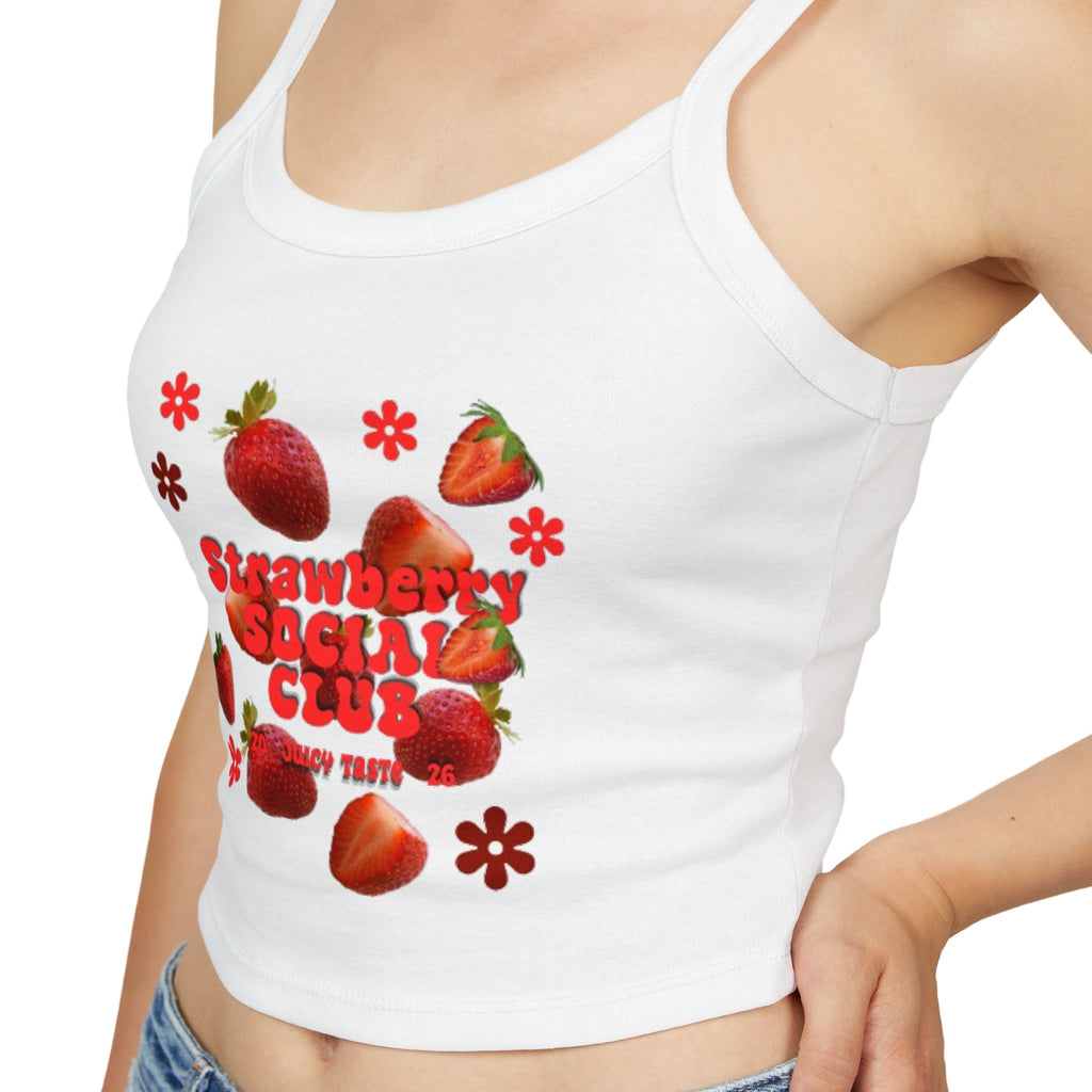 Strawberry Blossom Tank Top | Fitted Spaghetti Strap Summer Top | Women's