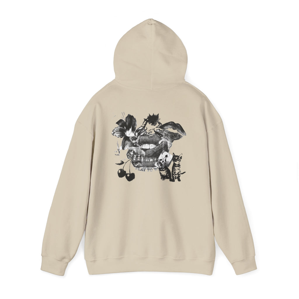 Midnight Collage Women’s Hoodie | Vintage Monochrome Graphic Sweatshirt |