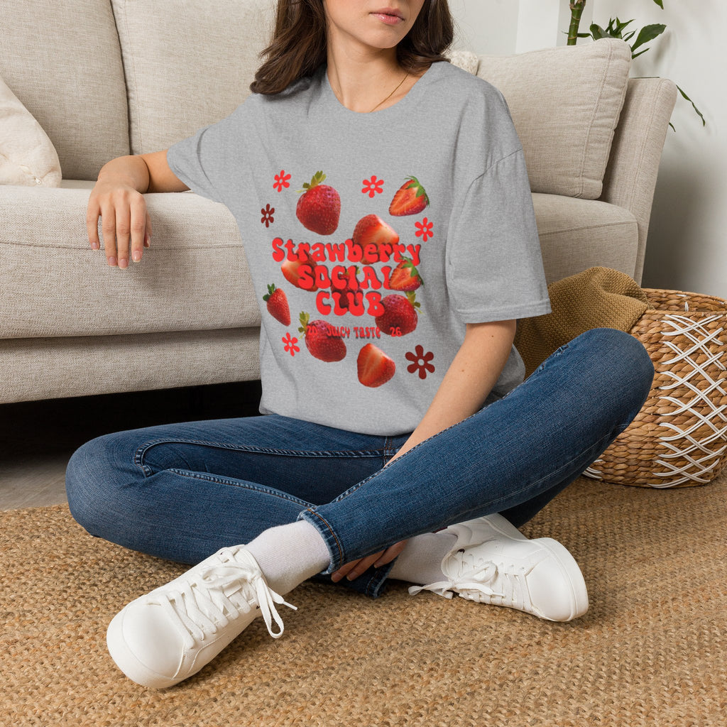 Strawberry Club T-Shirt | Retro Strawberry Graphic Cotton Tee | Women's