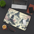 Japanese Landscape Desk Mat | Cherry Blossom Mountain Mouse Pad | Scenic Asian-Inspired Workspace Décor |