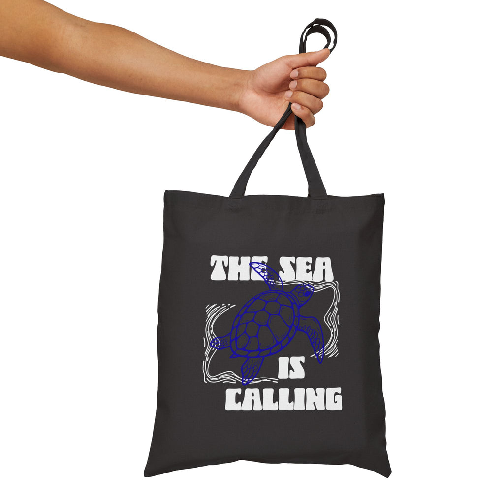 Sea Turtle Canvas Tote Bag | Coastal Ocean Graphic Beach & Market Bag | The Sea is Calling |