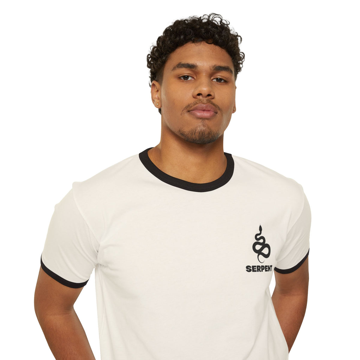 Serpent Ringer T-Shirt | Retro Snake Graphic Cotton Tee | Men's