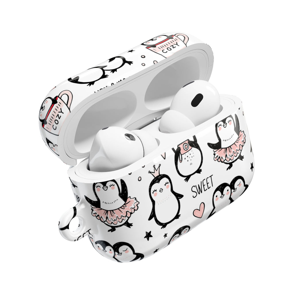 Cute Penguin Lovers AirPods Case | Kawaii Penguin Glossy Earbud Cover |