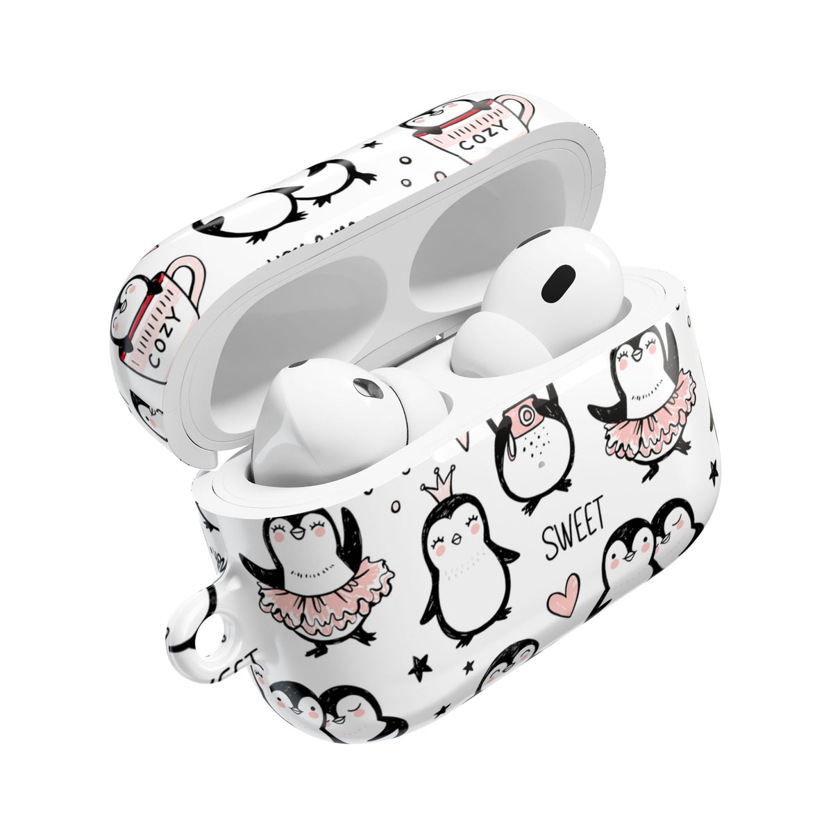 Cute Penguin Lovers AirPods Case | Kawaii Penguin Glossy Earbud Cover |